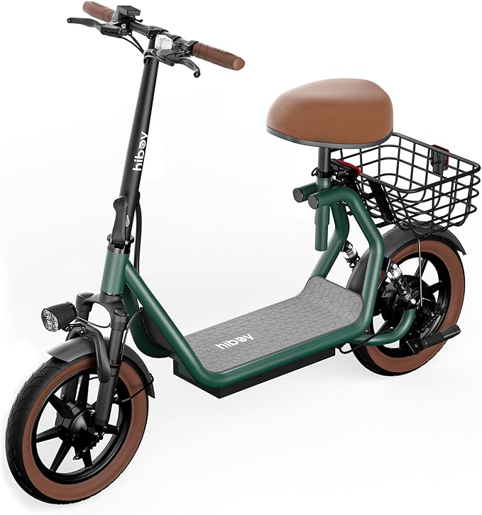 Hiboy Q2 Adult Electric Scooter with Seat & Phone Holder – 500W Motor, 22mi Range, 14" Wheels, Dual Suspension, Neon Lights, Foldable for Commute & Campus