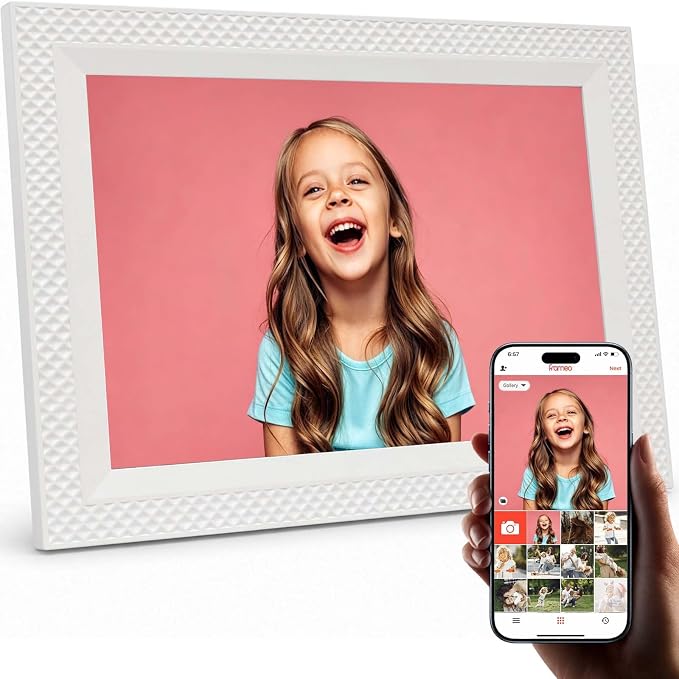Frameo Digital Picture Frame 10.1" Digital Calendar 2-in-1|WiFi Smart Photo Frame16GB with 1280x800 HD Touchscreen|Sync Family Calendars Planner|Share Photos/Videos from Phone|Gifts for Mom Parents