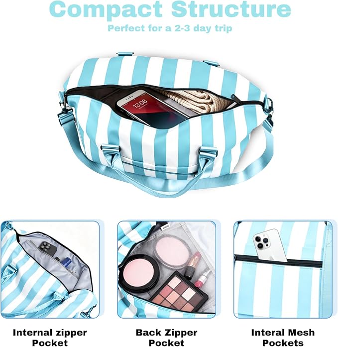 Travel Duffle Bag for Women, Carry On Weekender Tote with Trolley Sleeve | Waterproof overnight bag for gym, sports, hospital stays, labor and delivery; spacious carry-on design for short trips.