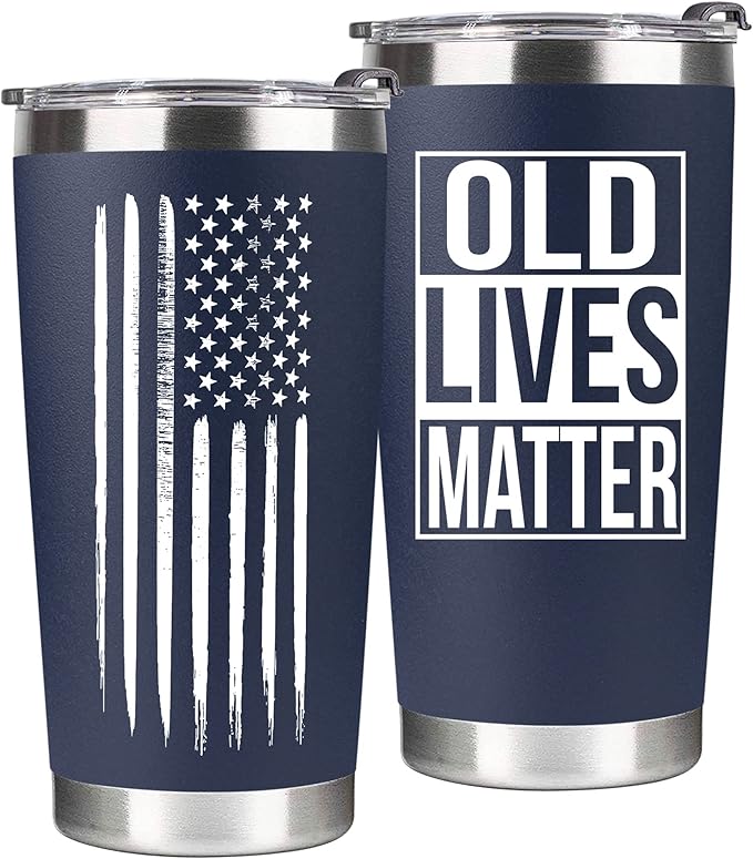 30th, 40th, 50th and 60th Birthday Gifts for Men, Dad from Son, Daughter, Wife - Gag Gifts For Men, Grandpa - Cool Old Man Gift, Old Lives Matter Tumbler 20oz - Funny Christmas Gifts