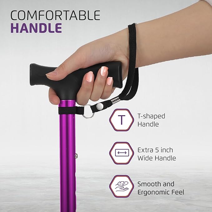 Allay Walking Cane for Men & Women - Foldable, Adjustable, Collapsible Walking Canes for Seniors Balance, Free Standing, Pivot Tip, Heavy Duty, with Travel Bag | Walking Sticks for Seniors & Adults