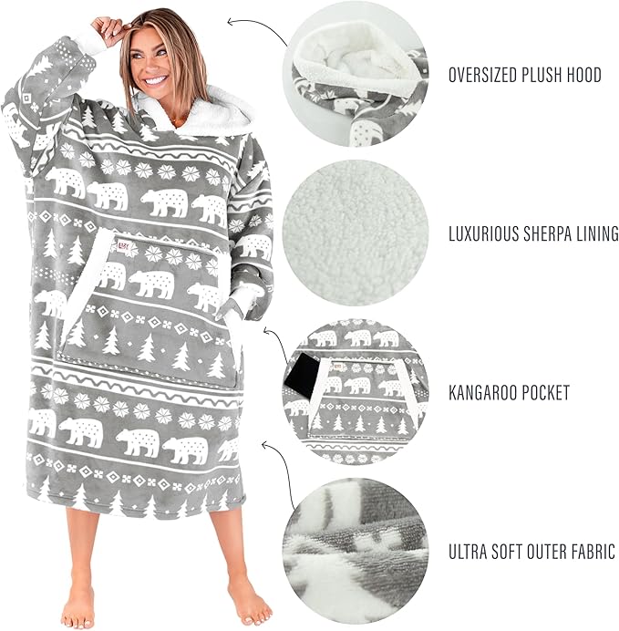 LazyOne Oversized Blanket Hoodie, Oversized Hoodies for Women and Men, One Size Fits All Wearable Blankets