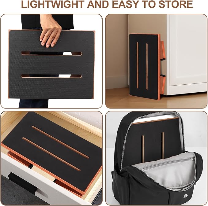 Step Stool Foldable, Wooden Step Stool with Non-Slip Rubber Stepping Platform, Folding Step Stools for Adults Seniors in Bedroom, Kitchen Bathroom, RV, Bed Steps for High Beds, No Assemble (Brown)