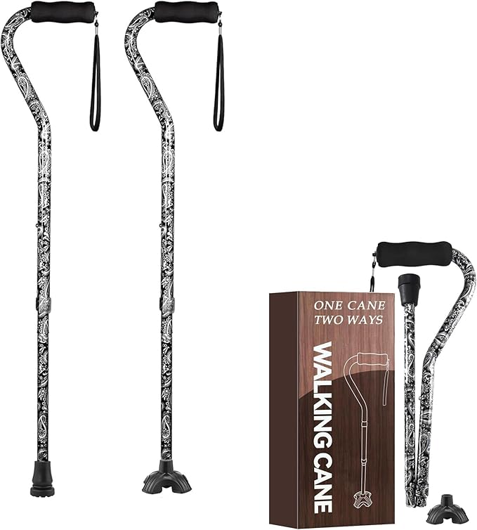 Floral Canes for Women Folding Cane for Stability with Non-Slip Base, Adjustable Walking Cane for Seniors - Lightweight Collapsible Walking Sticks with T & Offset Handle