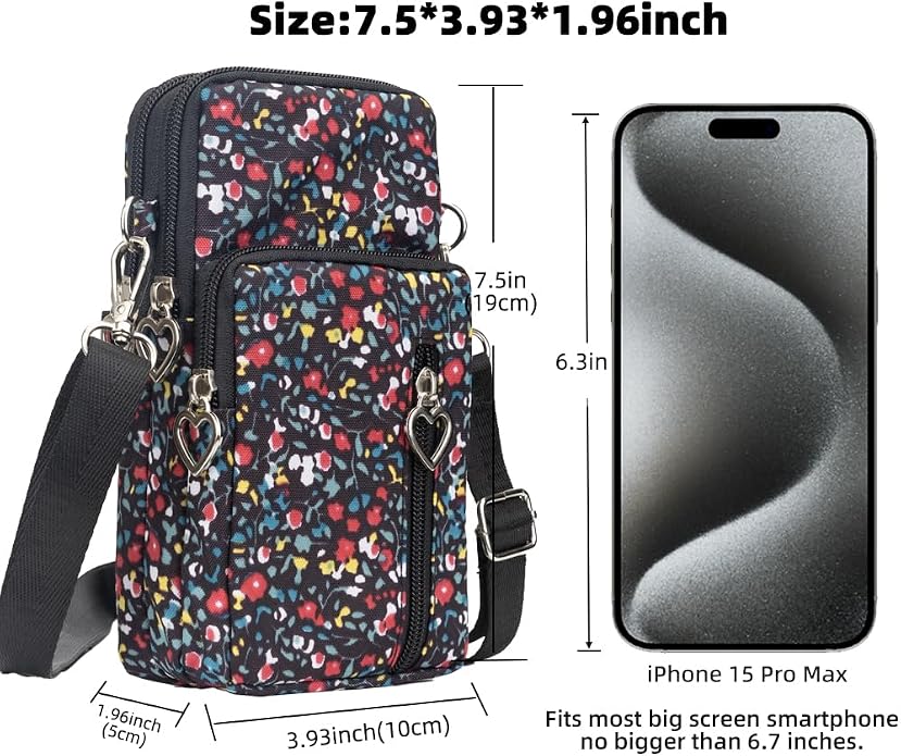 Small Crossbody Bag for Women - Mini Phone Purses with Crossbody Strap and Wallet - Nylon Arm Bag