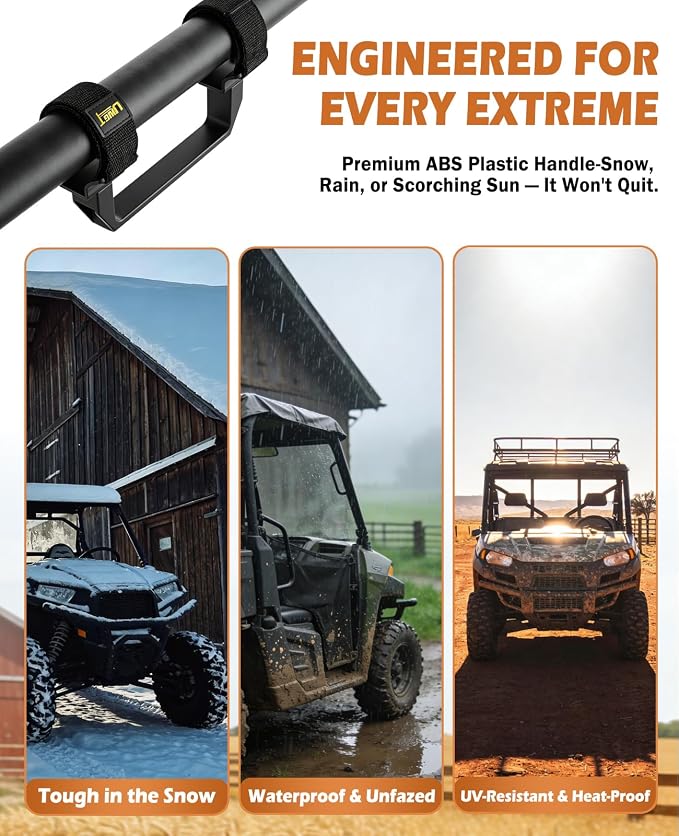 UTV Grab Handles Fit 1.75"-2" Rollbar, Non-Slip Heavy Duty SXS Grips Handle | Comfort Easy Install, 360lbs Capacity Compatible with Polaris RZR Ranger, Can-Am X3, Honda, Yamaha, Kawasaki - 2 PCS