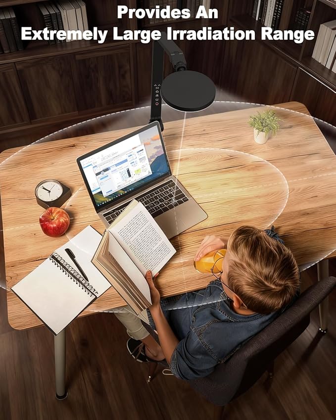 Desk Lamp, 16W LED Desk Light with Clamp & Adjustable Arm for Home Office Video Calls, Touch Control Eye-Care Light for Reading with 5 Color Temps (1700K-6000K) & 10 Brightness, Timer 0.5H/1H