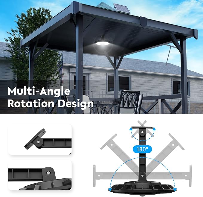 Solar Light Indoor Outdoor, 3000LM Solar Shed Light Rotation Design, Waterproof 5 Modes (2 for All Day Lighting) Motion Sensor, Remote for Barn Patio Chicken Coop Gazebo Garage-2 Packs
