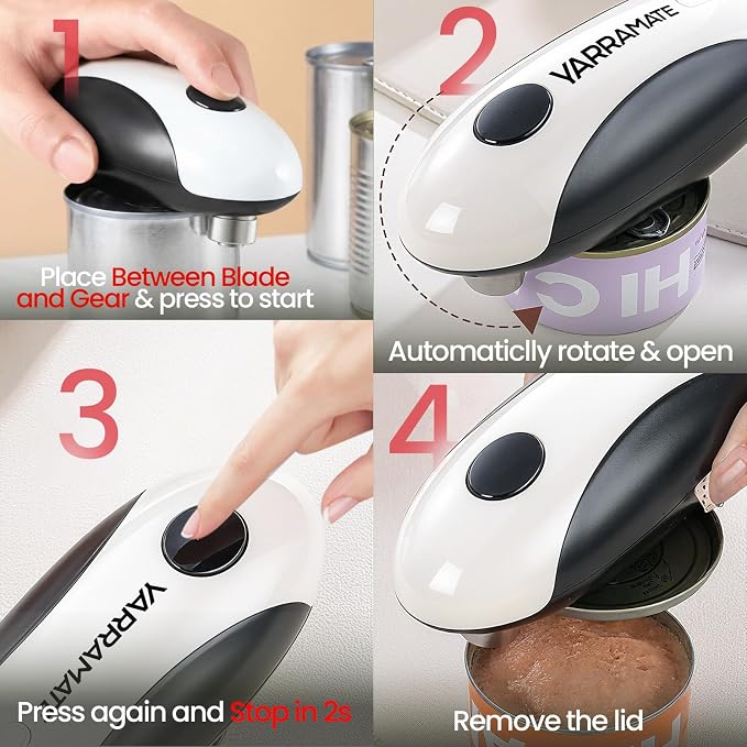 YARRAMATE Rechargeable Electric Can Opener, USB-C Smooth Edge Cutter | USB-C Automatic Can Opener, Fits for Most Cans, Friendly for Seniors, Includes Storage Bag