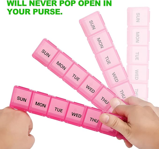 Pink XL Extra Large Weekly and Daily Pill Organizer for Pills/Vitamin/Fish Oil/Supplements (Pink)