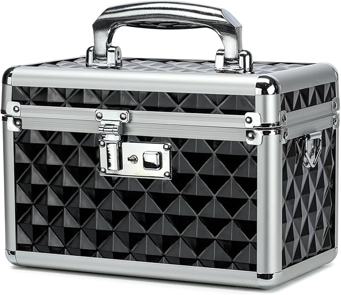 Storage Box with Key Lock, Lockable Medicine Storage Box, Empty First Aid Box, Security Lock Box, Multipurpose Locking Box for Home and Outdoor Use (Black, Small)
