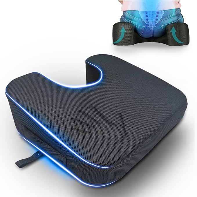 YogiBum Patented Cushion | Extra Large Tailbone Gap | XL Size for 190lbs+ | Med Size for 150-190lbs | Relief for LowBack, Tailbone, Sciatica, Hemorrhoids | Snug Fit on Office/Computer Chairs