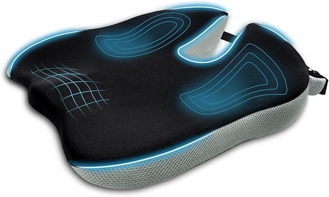 Seat Cushion for Office Chair, Wedge Car Seat Cushion, Memory Foam Truck Seat Cushion for Sciatica Tailbone Pain Relief, Long Driving, Coccyx