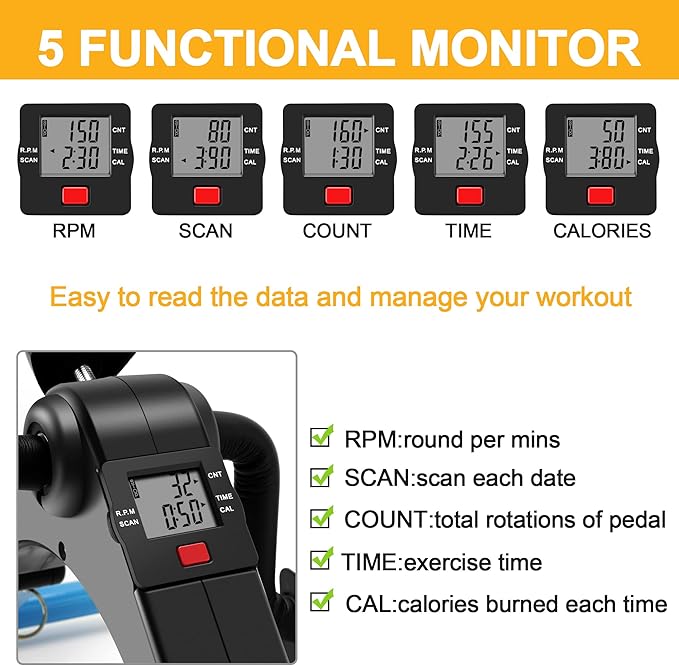 Folding Exercise Bike Pedal Exerciser Portable Desk Bike with LCD Display for Arms and Legs Workout
