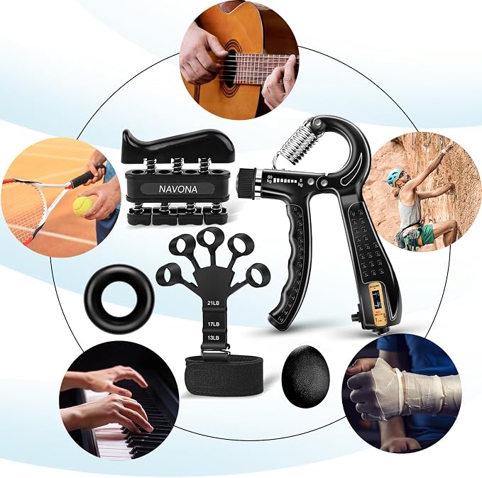 5/10 PCS Grip Strength Trainer Kit, Hand Gripper Strengthener, Forearm Strengthener, Finger Strengthener, Finger Exerciser, Stress Relief Ball,Forearm Workout Ring for Muscle Building and Injury Recover