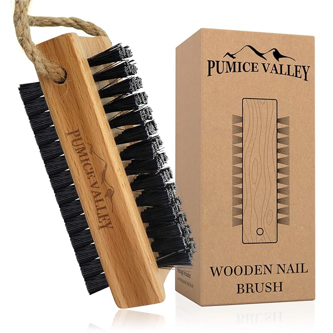 Wooden Cleaning Finger Nail Scrub Brush for Polishing Fingernails Toenails | Double-Sided Nail Brushes for Cleaning Fingernails - Nail Brush for Manicure & Pedicure Under Nail Cleaning (Beechwood)