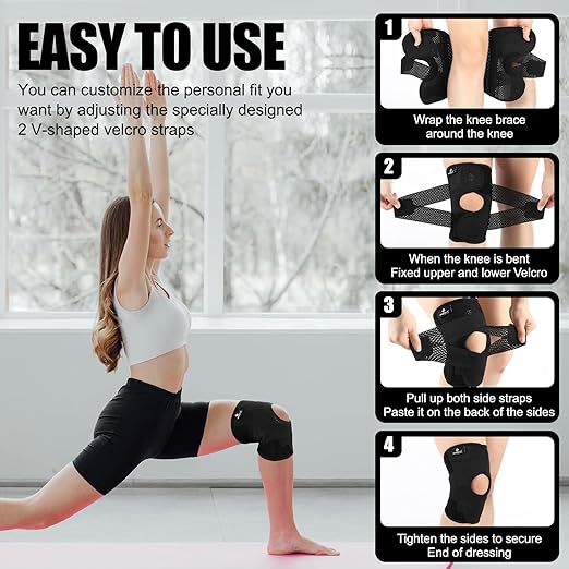 NEENCA Knee Brace for Knee Pain, Compression Knee Support with Air Mesh Fabric, Adjustable Knee Wrap with Side Stabilizers, Ultra-Soft Bandage for Elderly, Meniscus Tear, ACL, Arthritis Relief, Hiking