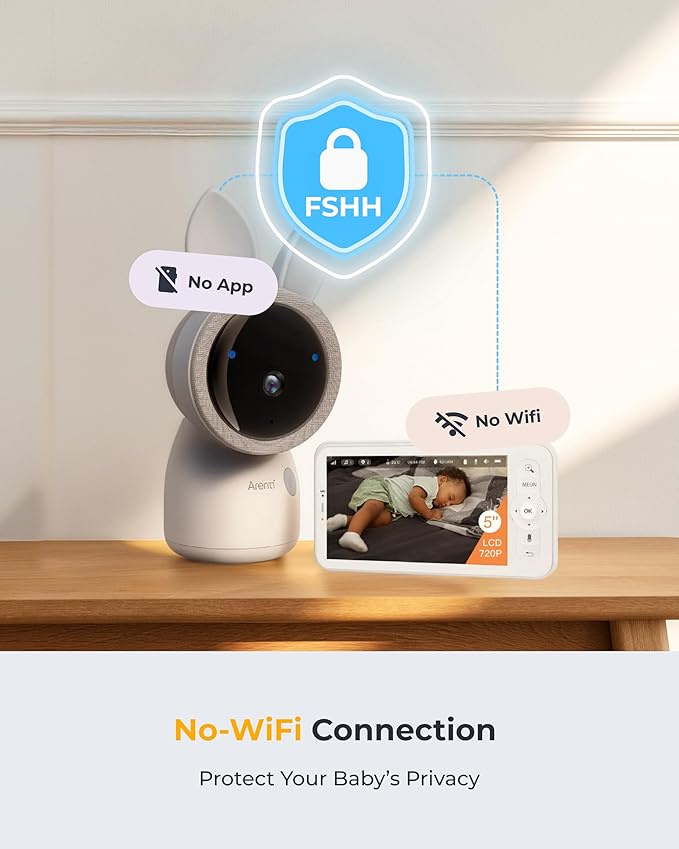 ARENTI Upgraded Baby Monitor, 4MP 2.4G&5G WiFi Baby Camera Monitor, Infrared Night Vision, Night Light, 2-Way Audio, Cry&Motion Detection, Temp&Humidity Sensor, App Control