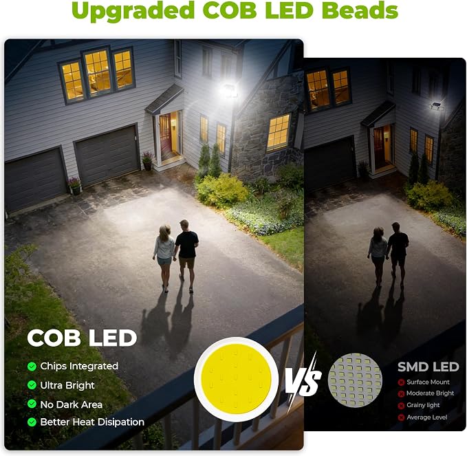3 Modes 270° Solar Motion Sensor Outdoor Lights, 2 Pack | IP65 Waterproof LED Security Flood Light, with Remote Control, Solar Powered Outside Wall Light, for Garden Yard Garage Patio