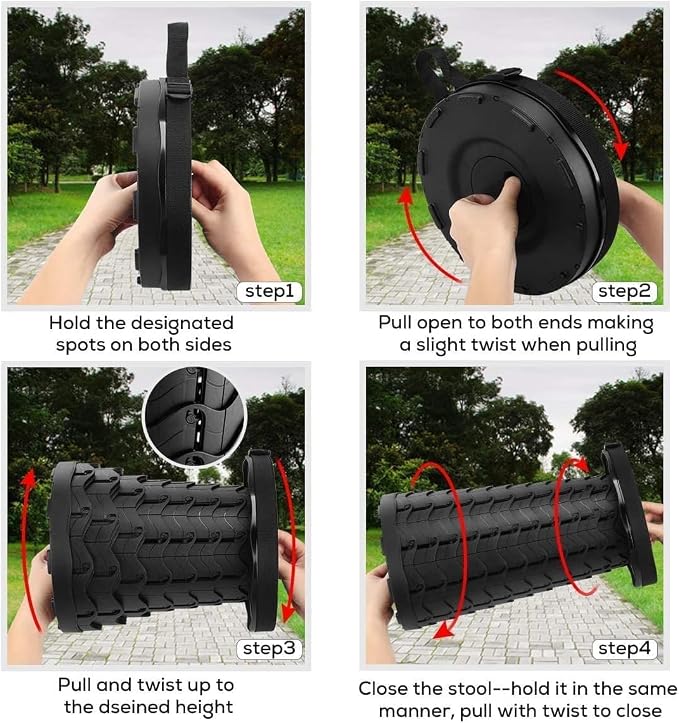2-Pack Collapsible Stool, 400lbs Max Weight, Lightweight But Sturdy, Portable Retractable Folding Telescoping Foldable Camping Stool for Adults Outdoor Fishing Hiking BBQ