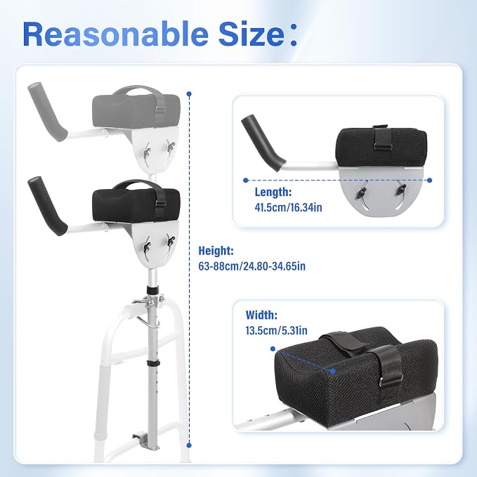 1 pcs Walker Platform Attachment with Adjustable Padded Cuff - Walker Platform Accessory to Preventing The Bracket from Sliding Down - U-Shaped Clamp Design Compatible with Most Walkers on The Market