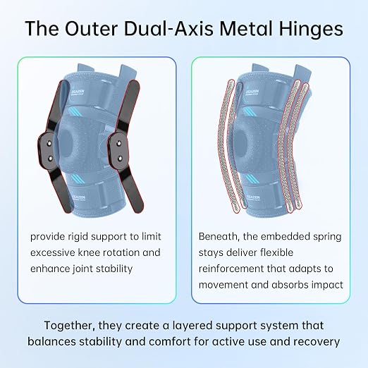 Hinged Knee Brace with Dual Hinges & Patella Compression Pads – Strong Knee Support for ACL, MCL, Meniscus, Joint Stability – Adjustable Open Patella Design for Men and Women, Plus Size Fit (Large)