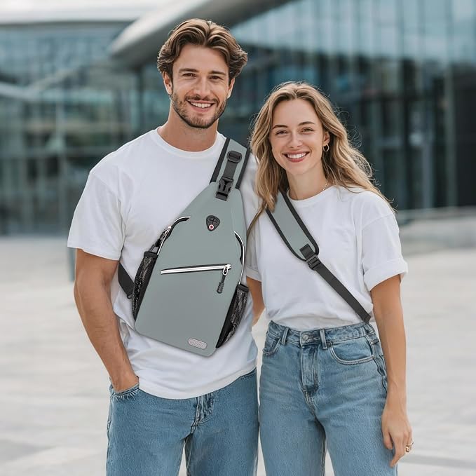 MOSISO Small Sling Bag for Men, Crossbody Shoulder Chest Daypack Bag | Sling Backpack for Casual Travel Hiking