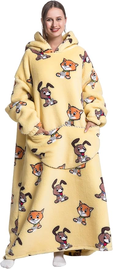 Blanket Hoodie, Long Hooded Blanket Sweatshirt as Birthday Gifts for Women Men, Long Wearable Blanket for Women Men.