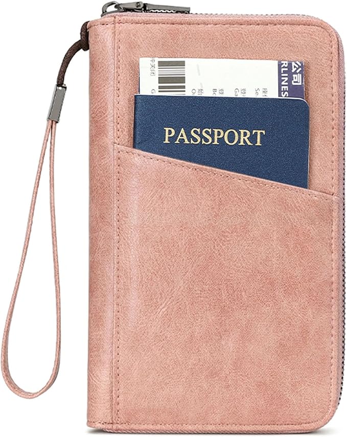 Family Passport Holder for Travel Women and Men Multiple RFID blocking Passport Holder MultiFunction Passport Wallet Passport Case Passport cover with Zipper