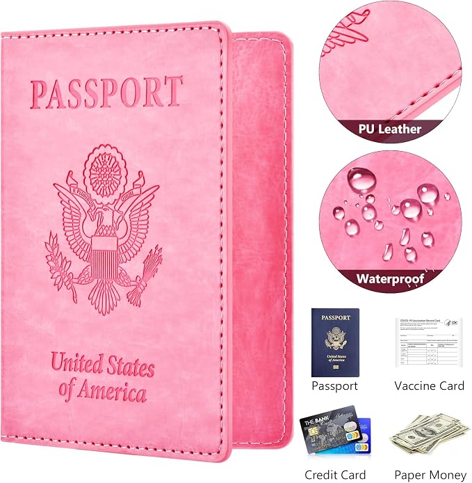 Eoehro Passport Holder for Travel Essentials-2Pack, Passport Wallet Cover Case for Travel Must Haves Accessories,Passport Book Holders for Women and Men