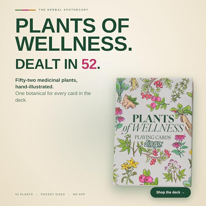 Lingo Plants of Wellness Playing Cards | Medicinal Plants, Herbs & Botanical Healing Card Deck for Adults | Unique Gift for Plant Lovers, Herbalists & Nature Enthusiasts | Educational Wellness Cards