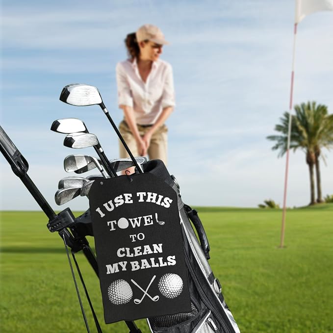 Golf Accessories Towel Gifts for Men Golfers, Stockig Stuffers for Men Him | Funny Microfiber Towel Cleaning Cloth with Clip for Bags Golf Balls & Clubs, Presents for Christmas Birthday Valentines Day