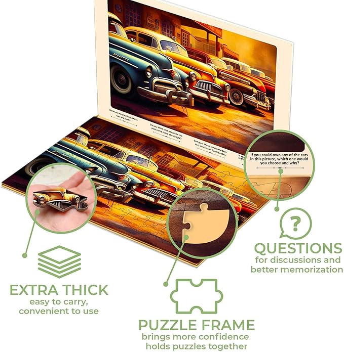 QUOKKA 100 Piece Dementia Activities for Adults - 3 Set Dementia Puzzles for Elderly - Large Piece Gifts Products for Seniors - Alzheimers Jigsaw Puzzle Games for Adults with Horses, Dogs and Cars