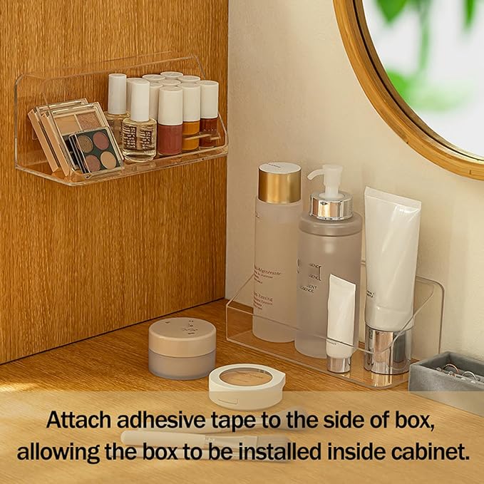 MORNITE Medicine Cabinet Organizer Shelf, Vanity Trays for Bathroom Counter, Cosmetic Storage Tray, Makeup Organizer, Beauty Organizer