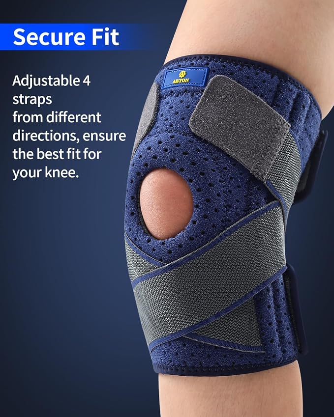 ABYON Knee Brace for Men & Women Meniscus Tear, Plus Size Knee Support with Dual Side Stabilizers & Crossed Compression Straps for Knee Pain Relief, ACL, Arthritis and Post-Surgery Recovery