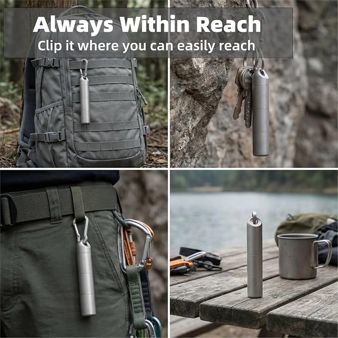 Titanium Keychain Pill Holder - Waterproof 3-Compartment, Gray | Premium pure titanium with a matching keychain. 3 detachable layers for travel. Odorless, rustproof EDC pill organizer