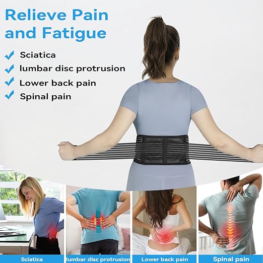 Back Support with Magnet, Tourmaline Magnetic Back Braces for Lower Back Pain Relief, Self Heating & Soothing Back Support Belt, Lumbar Support Belt for Herniated Disc/Sciatica (Small)
