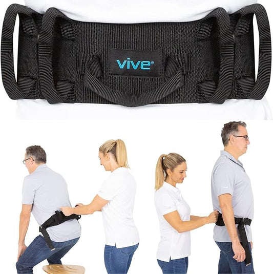 Vive Gait Belt (300lbs) Transfer Belt with Handles - Medical Nursing Safety Patient Assist - Bariatric, Elderly, Handicap, Physical Therapy - PT Gate Strap Quick Release Metal Buckle, Grabbing Teeth