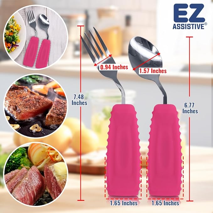 Adaptive Weighted Utensils Set – Spoon and Fork for Hand Tremors, Parkinson’s, Elderly, and Arthritis – Adaptive Eating Utensils for Weak Grip and Limited Mobility