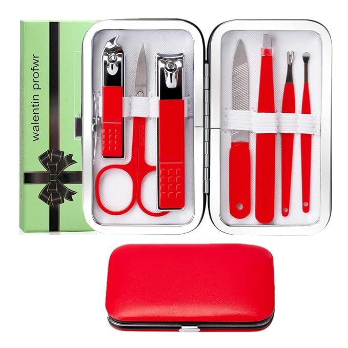 Valentine's Day Gift for Women Manicure Kit for Women Men Manicure Set Nail Clipper Set Toe Finger Travel Nail Clippers Kit Personal Care Tools with Travel Case Manicure Tool Grooming Kit Gifts