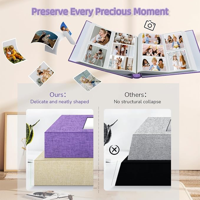 Popotop Photo Album 4x6-600 Photos Photo Books with 600 Horizontal and Vertical Pockets,Linen Cover Albums for Family Wedding Anniversary Baby Vacation Pictures
