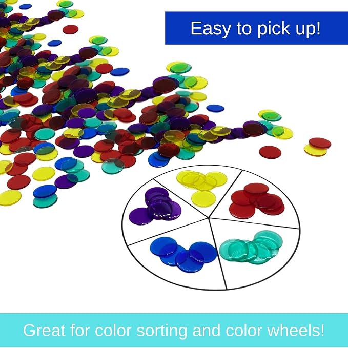 MR CHIPS Plastic Bingo Chips for Games 150 Count Bag - Solid and Transparent Colors Counting Green 3/4 Inch