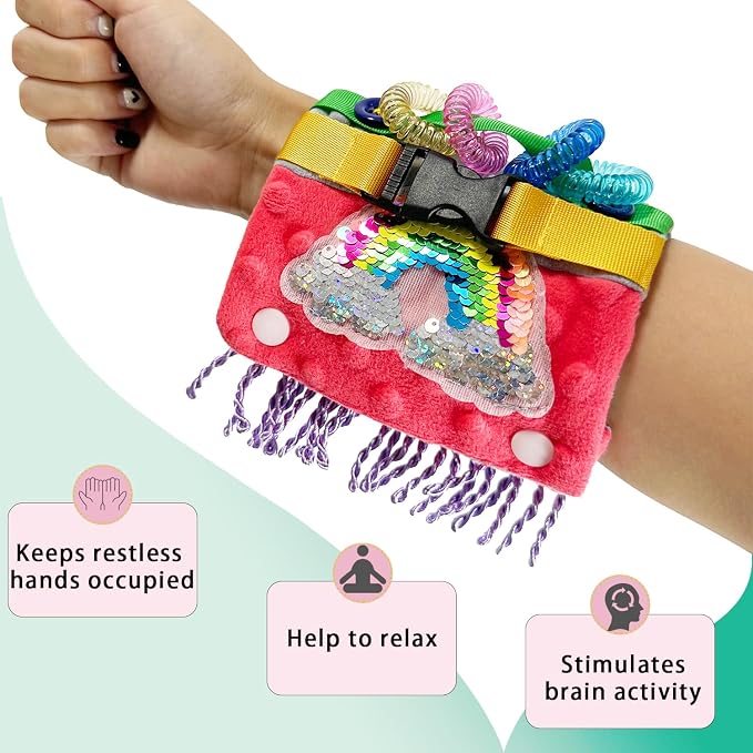 Sensory Aids for Alzheimer Patients for Therapy and Anxiety Relief Autistic Dementia Sensory Cuff Arm Pillow Fidget Wrist Cuff (Red+Grey)