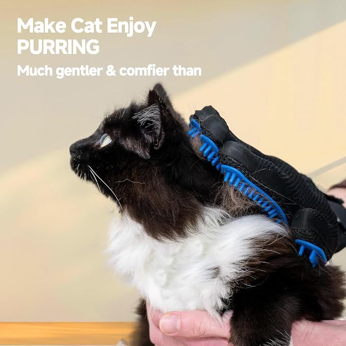 NVNAN Pet Hair Removal Glove for Dogs & Cats, 2-Pack Blue | 2-in-1 deshedding brush and massage mitt for shedding control, bathing and washing, safe for short or long hair pets