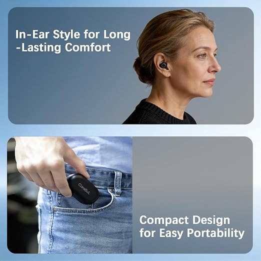 OTC Hearing Aids for Seniors & Adults, Rechargeable Hearing Amplifier with Noise Cancelling, 100+ Hours Battery Life, Easy Operate Control, Comfort & Invisible In-Ear Design