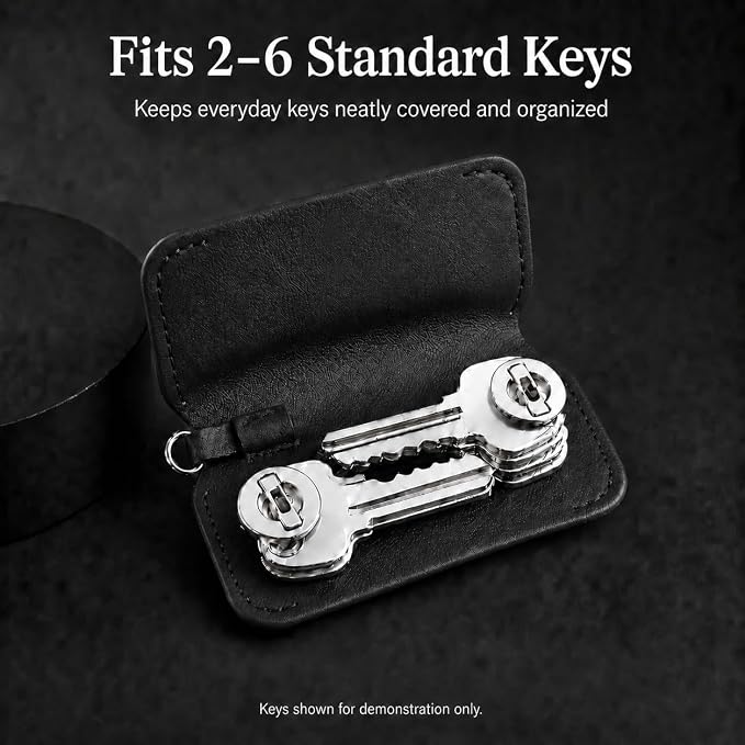 Key Organizer Compact Key Holder Leather Keychain Minimalist key case key holder for keychain Secures 2-8 Keys