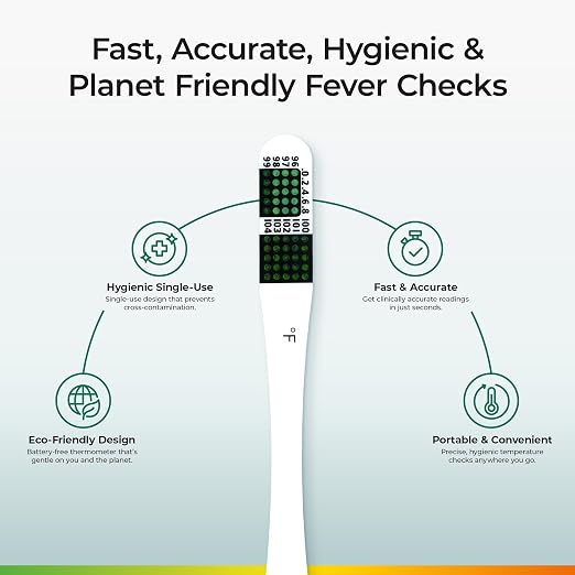 Disposable Thermometer (100-Pack, Fahrenheit) — Oral Thermometer for Adults, Single Use, Battery Free, Hygienic, Accurate Readings in 1 Minute, for Home, Clinic & Travel