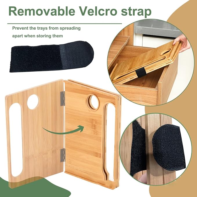 Walker Tray 21x15in Bamboo Table Cup Holder Folding | 21x15 inch bamboo walker tray, dual cup holders, strap for folding walker, raised lip anti-spill, portable