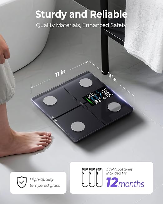 Smart Scale for Body Weight, Professional Bathroom Digital Scale with BMI, Body Fat, Muscle Mass, Most Accurate to 0.05lb, Large Display High Accurate Body Composition Machine with Fitness App