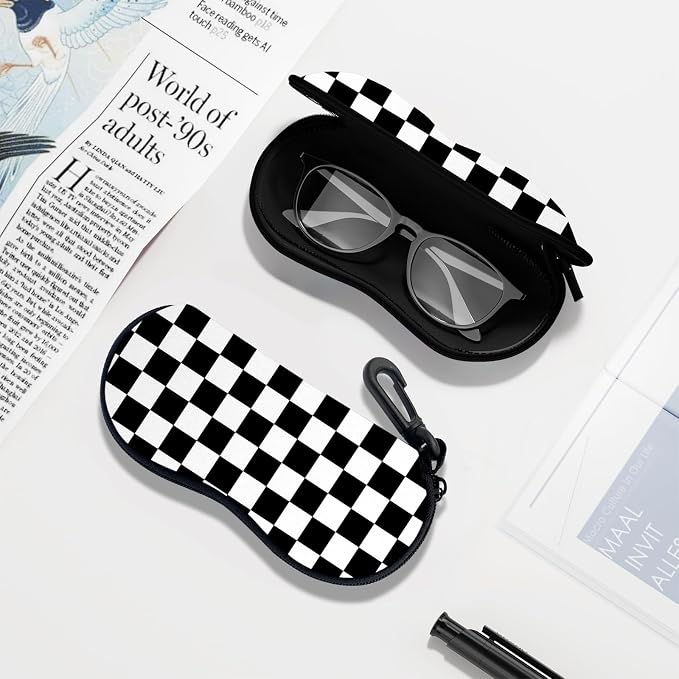 Sunglasses Soft Case, Ultra Light Portable Neoprene Zipper Glasses Case for Men Women